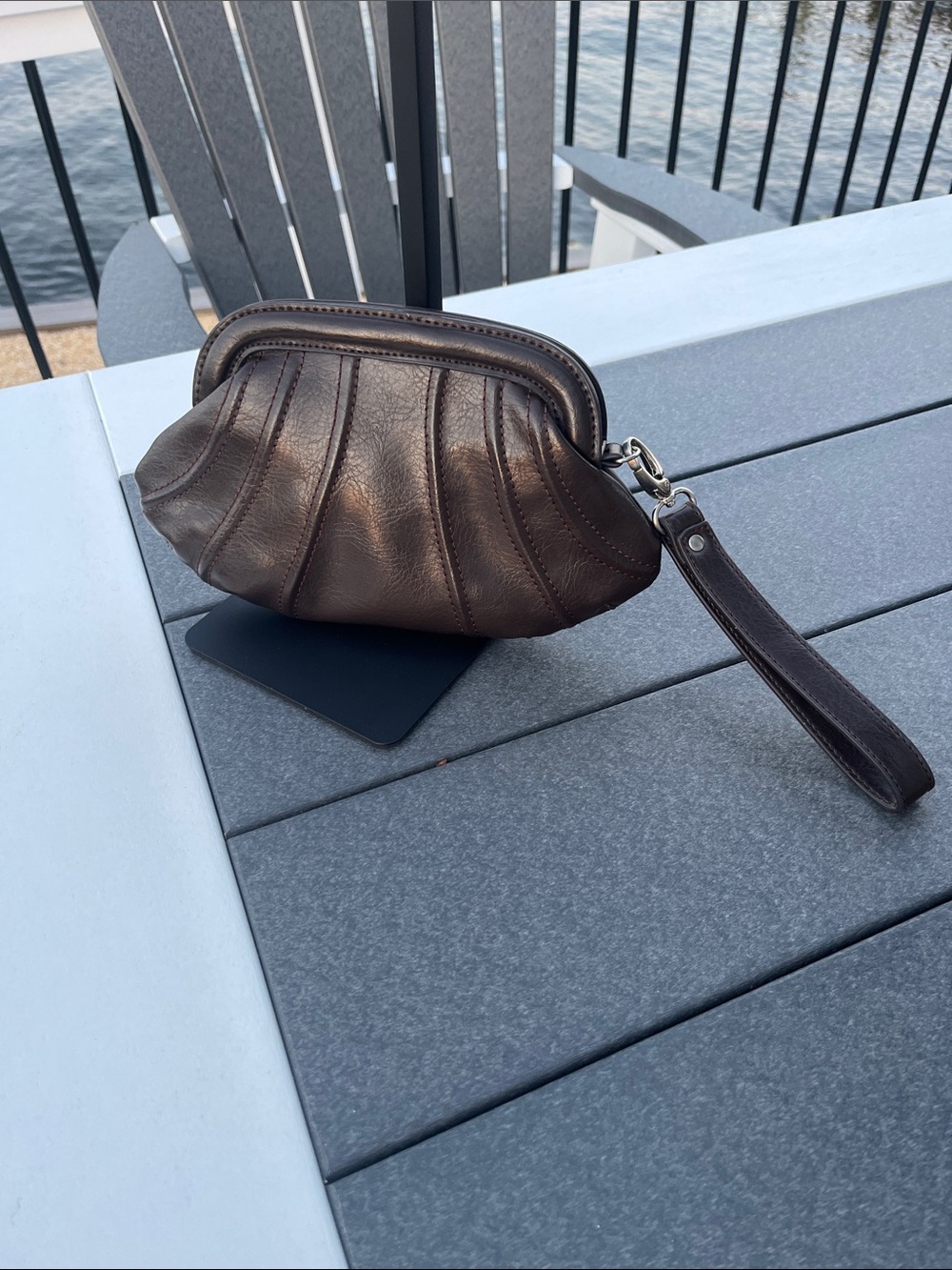 Liz Claiborne Chocolate Brown Leather Crossbody Wallet
